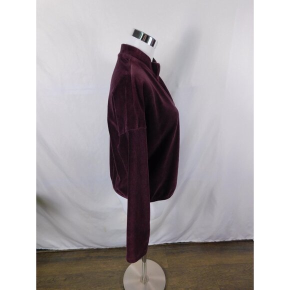 Arizona Jean Co Pullover Womens Medium Burgundy Half Zip Corduroy Rib Ring Pull - Picture 8 of 12